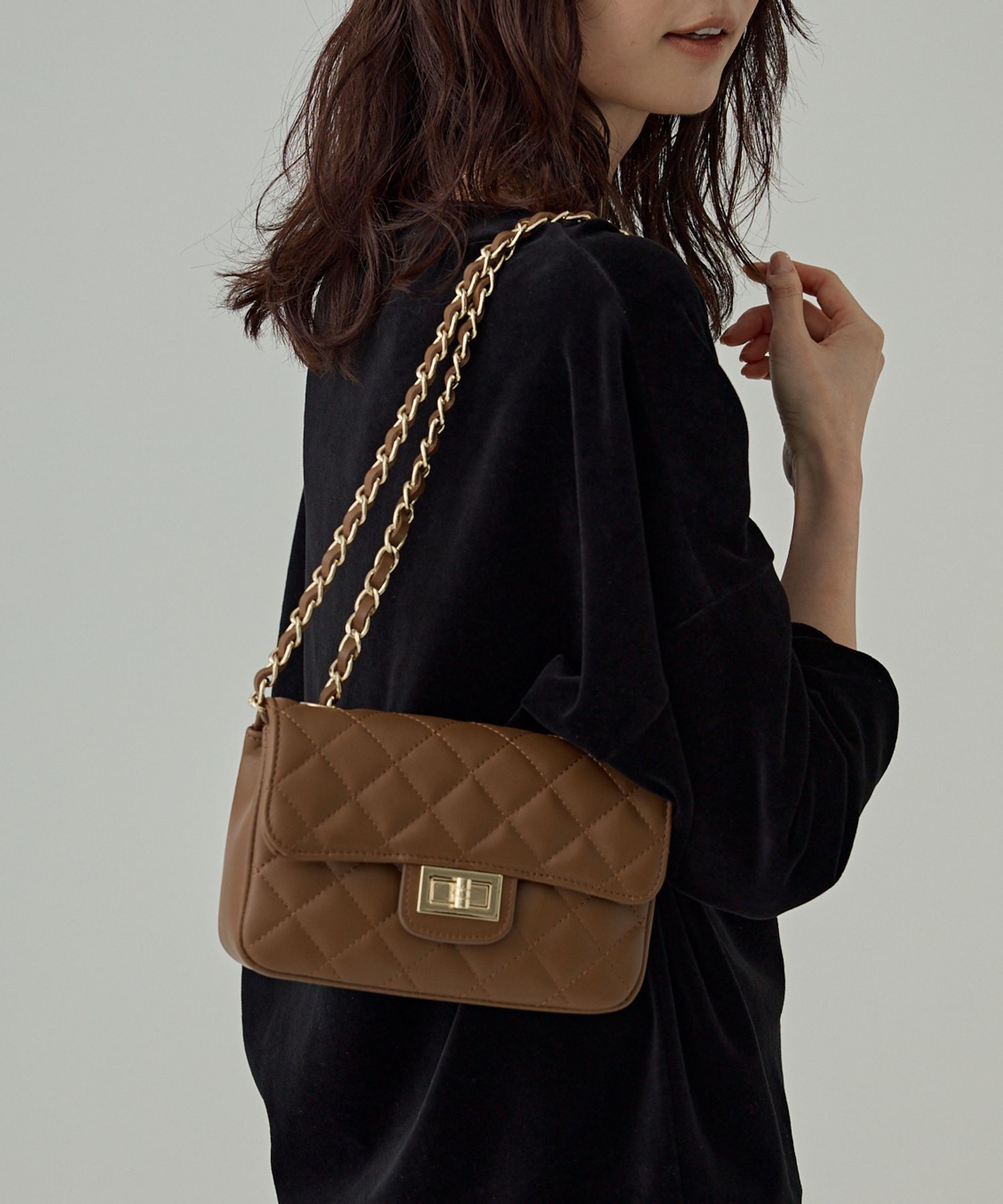  「【AULENTTI】キルティングBAG」|ショルダー・メッセンジャー|ブラウン