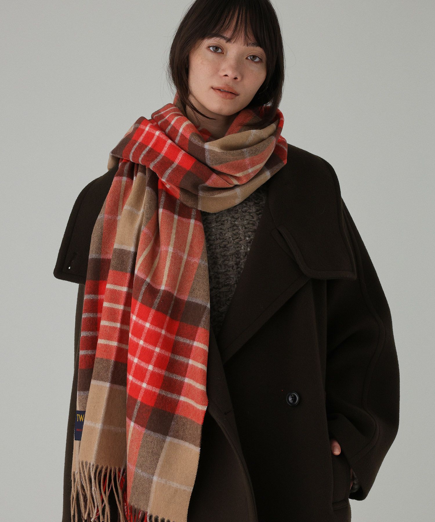  「【TWEEDMILL】Kneerugストール」|ストール|オレンジ