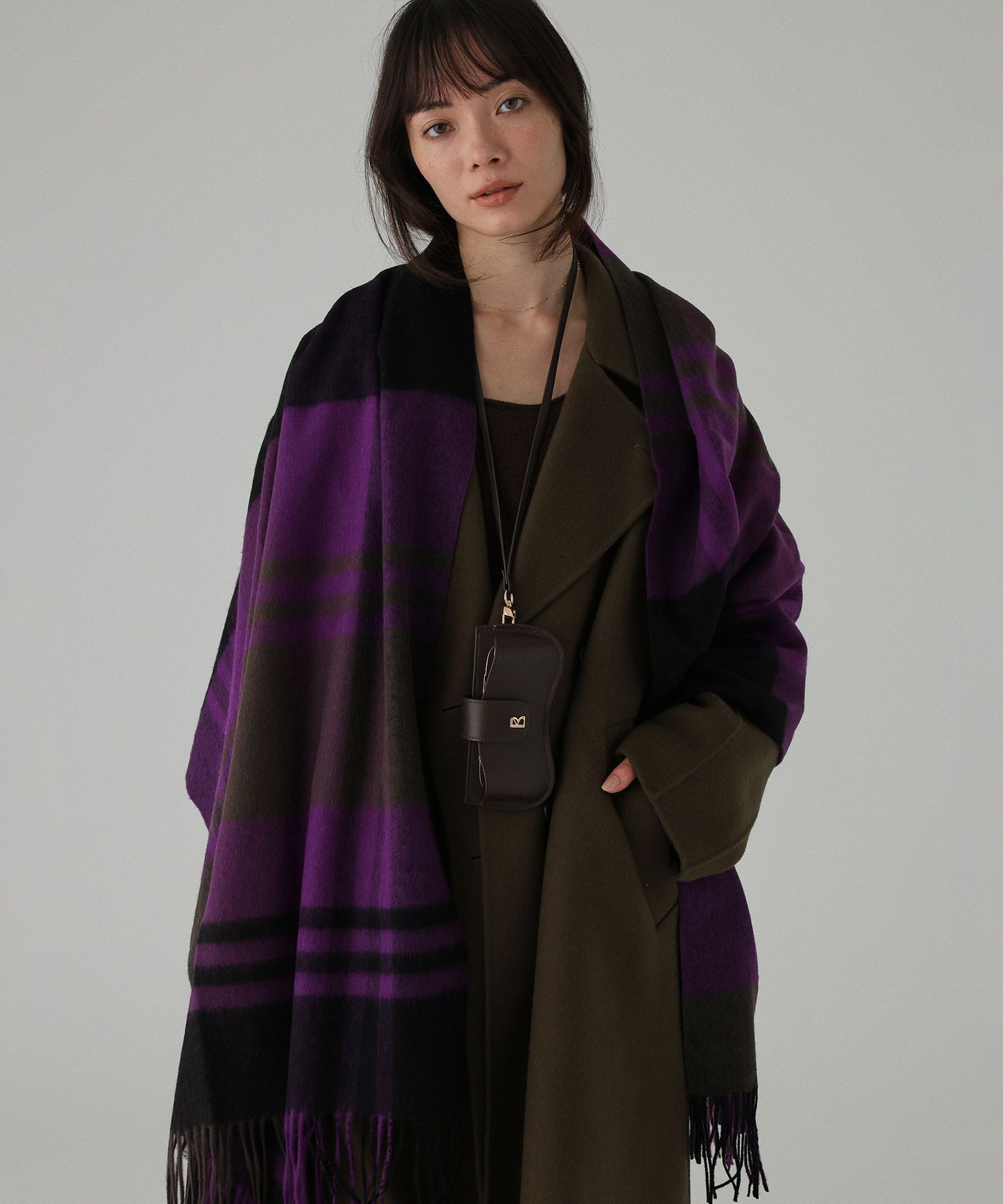  「【TWEEDMILL】Kneerugストール」|ストール|パープル