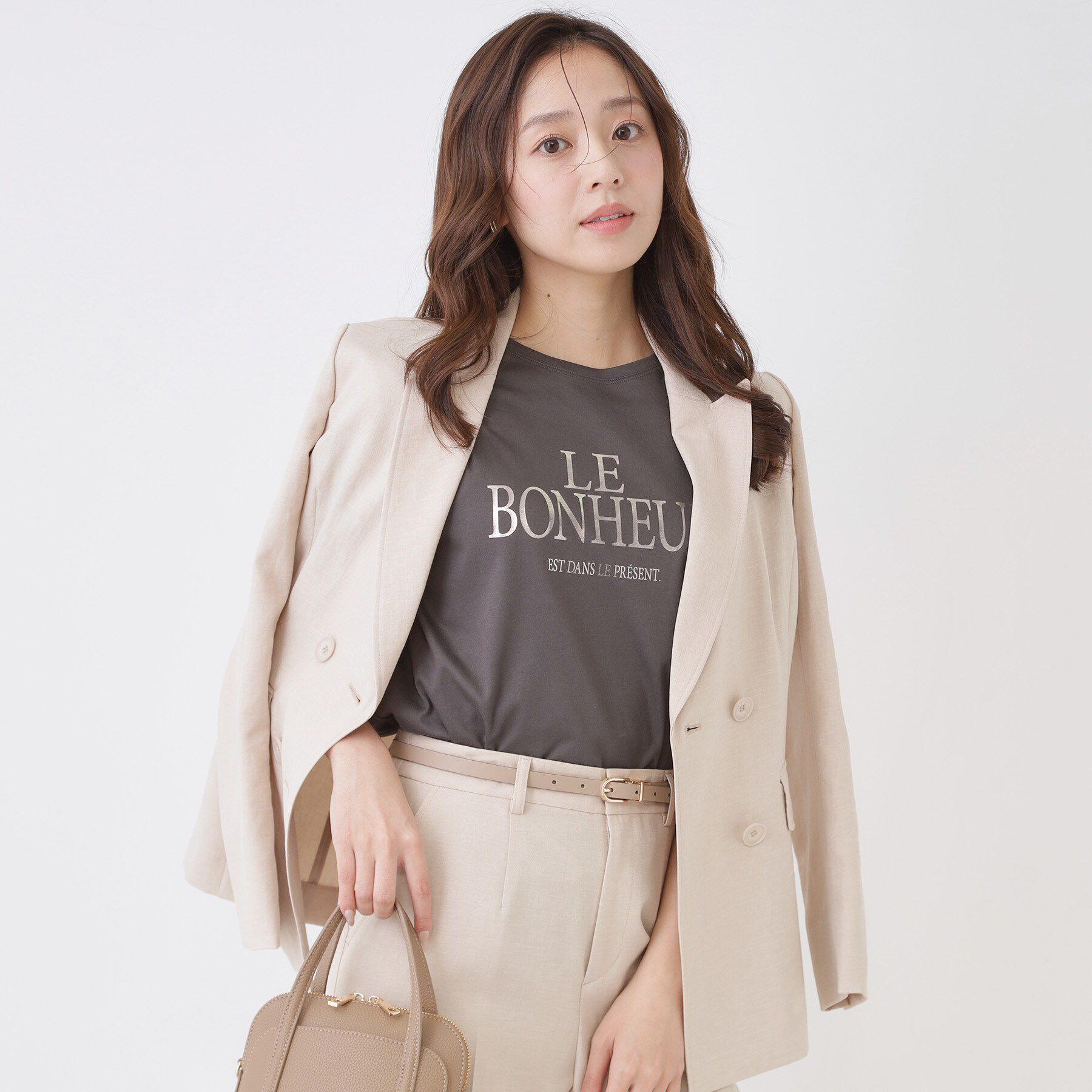 COUP DE CHANCE「【手洗い可／日本製】半袖ロゴTシャツ」|Tシャツ・カットソー|グレー(015)