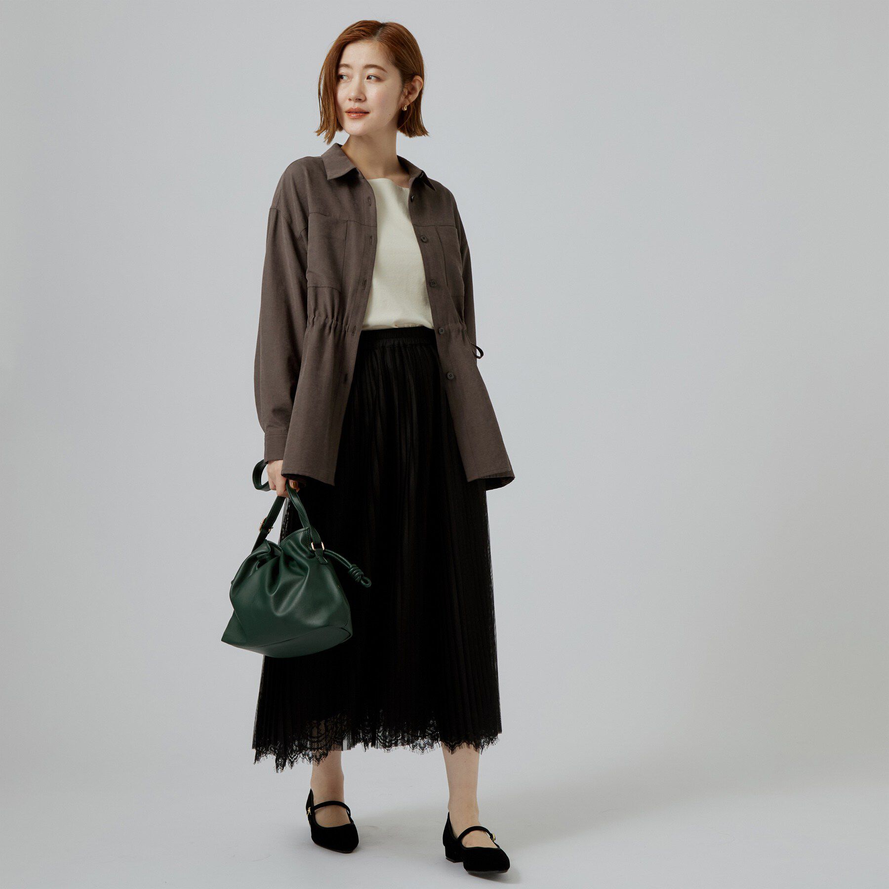 grove「【羽織りでも、1枚着でも】スエードライクドロストシャツ」|シャツ・ブラウス|