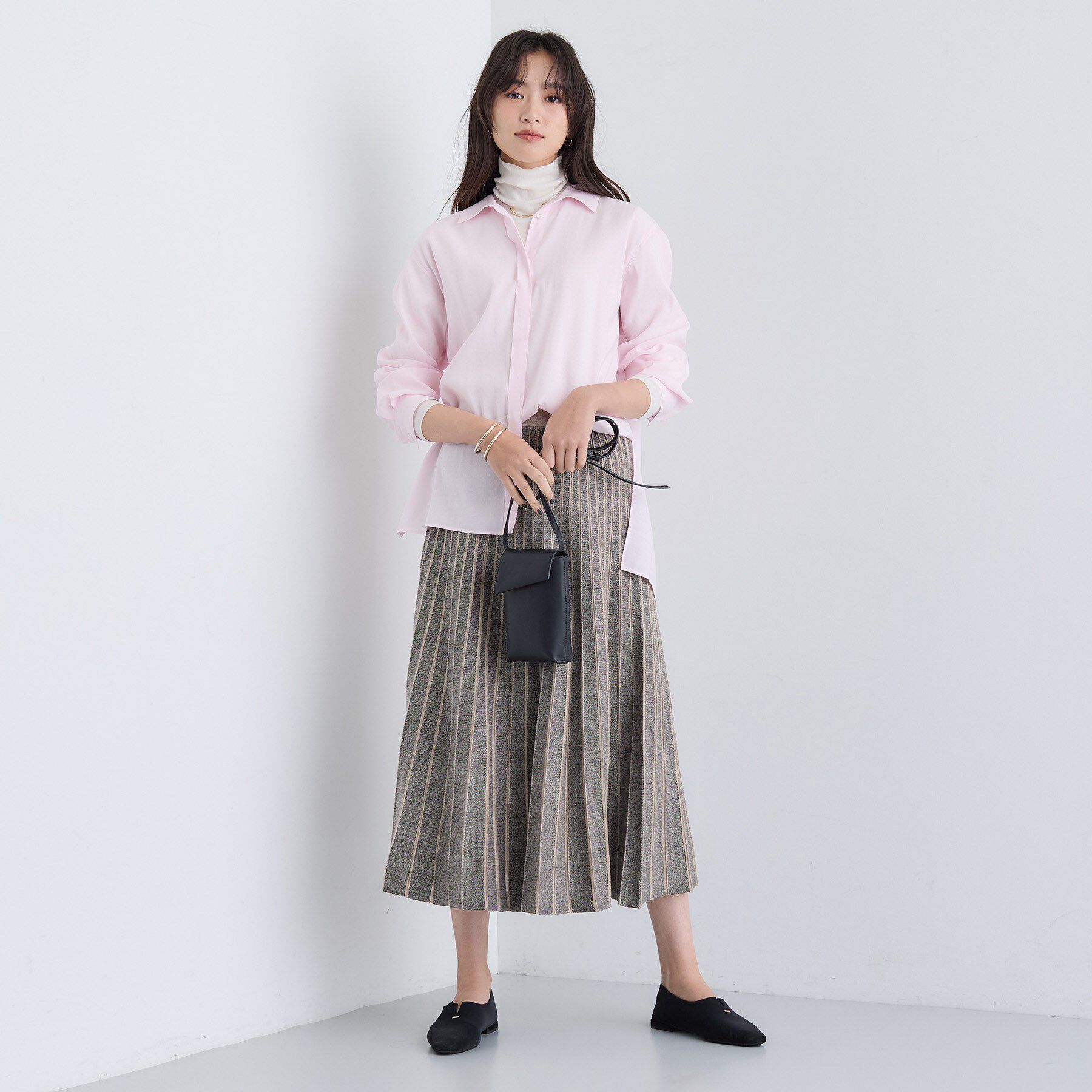 INDIVI「【洗える／SETUP可能】ジャカードニット プリーツスカート」|スカート|