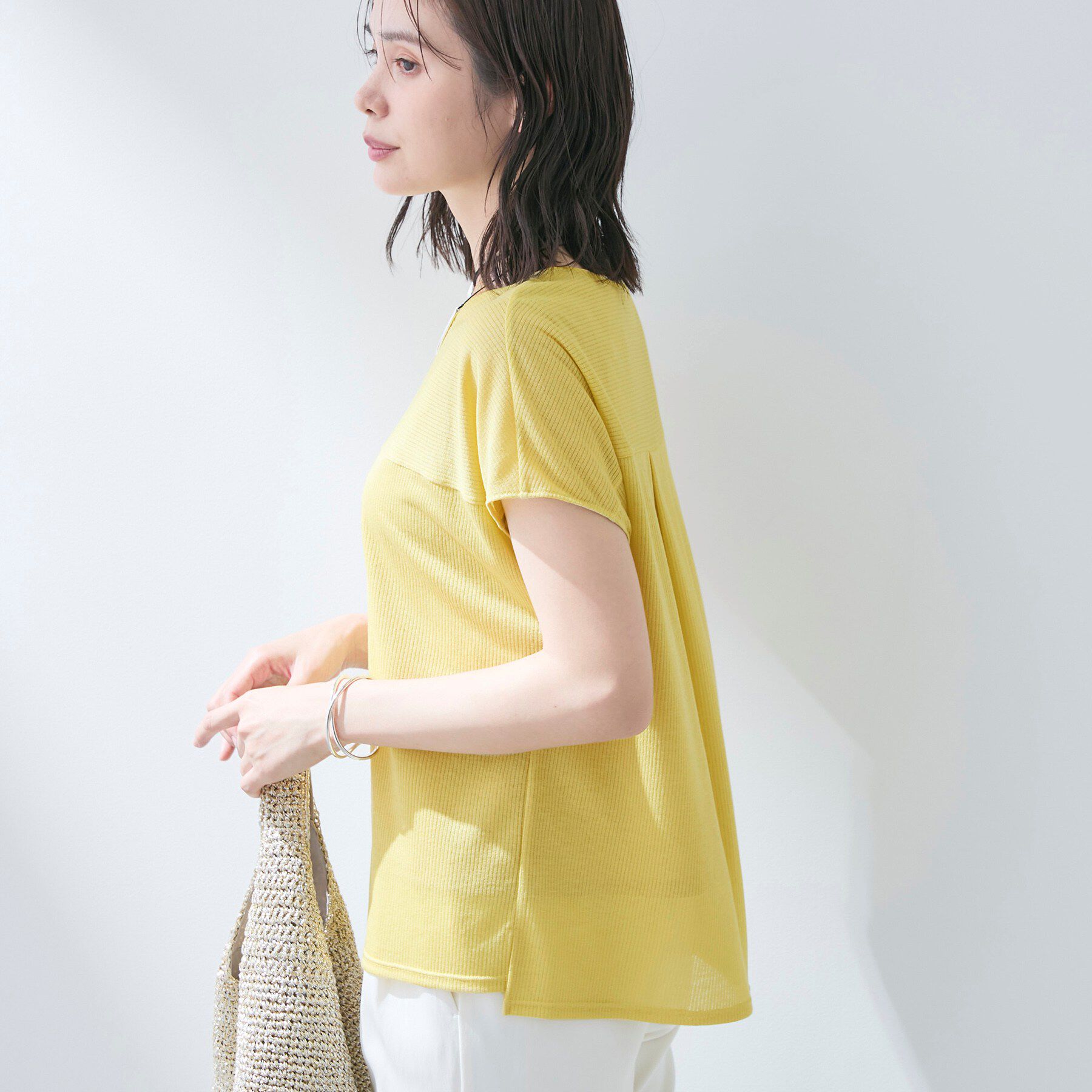 INDIVI「【洗える／アンサンブル可能】シアースストライプトップス」|Tシャツ・カットソー|