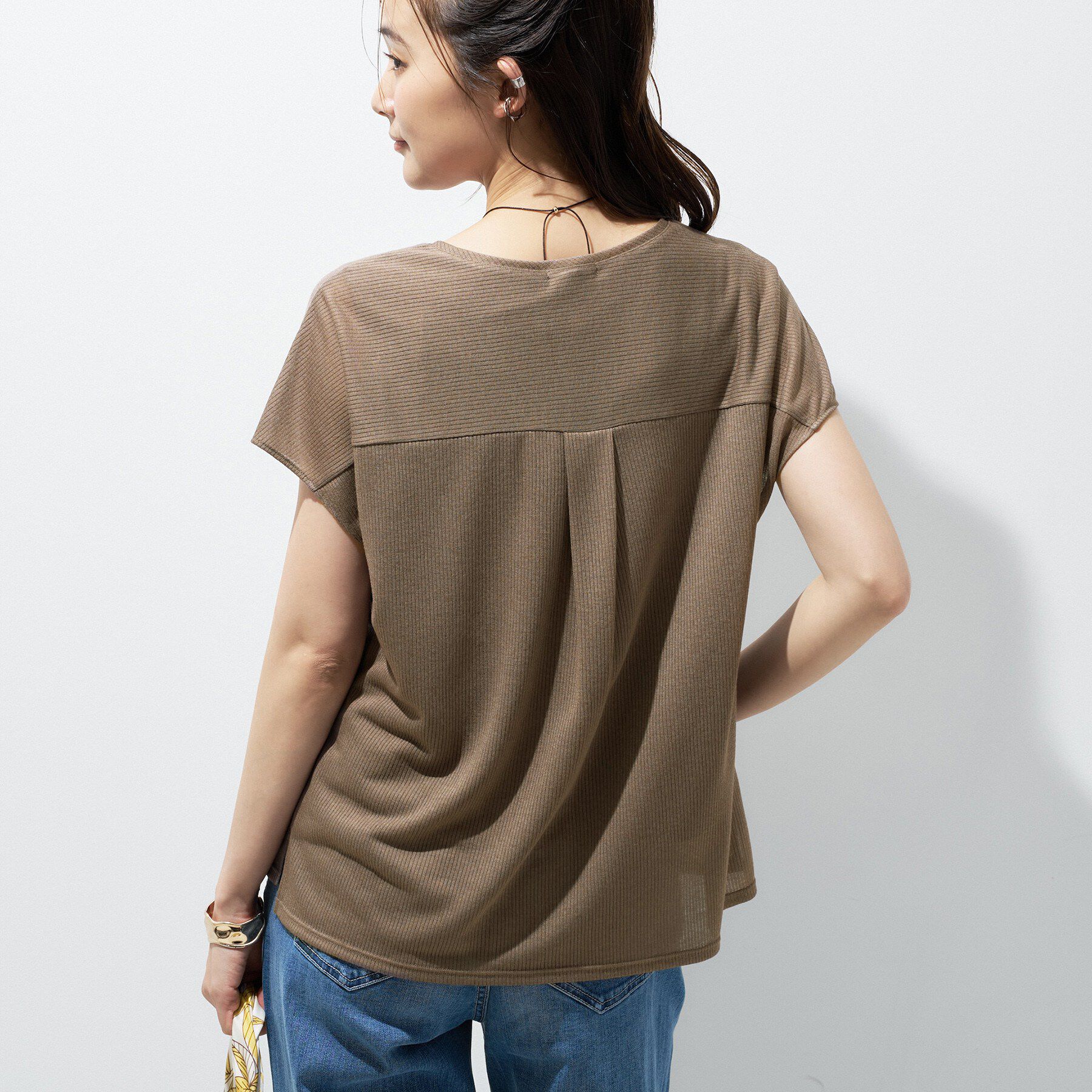 INDIVI「【洗える／アンサンブル可能】シアースストライプトップス」|Tシャツ・カットソー|