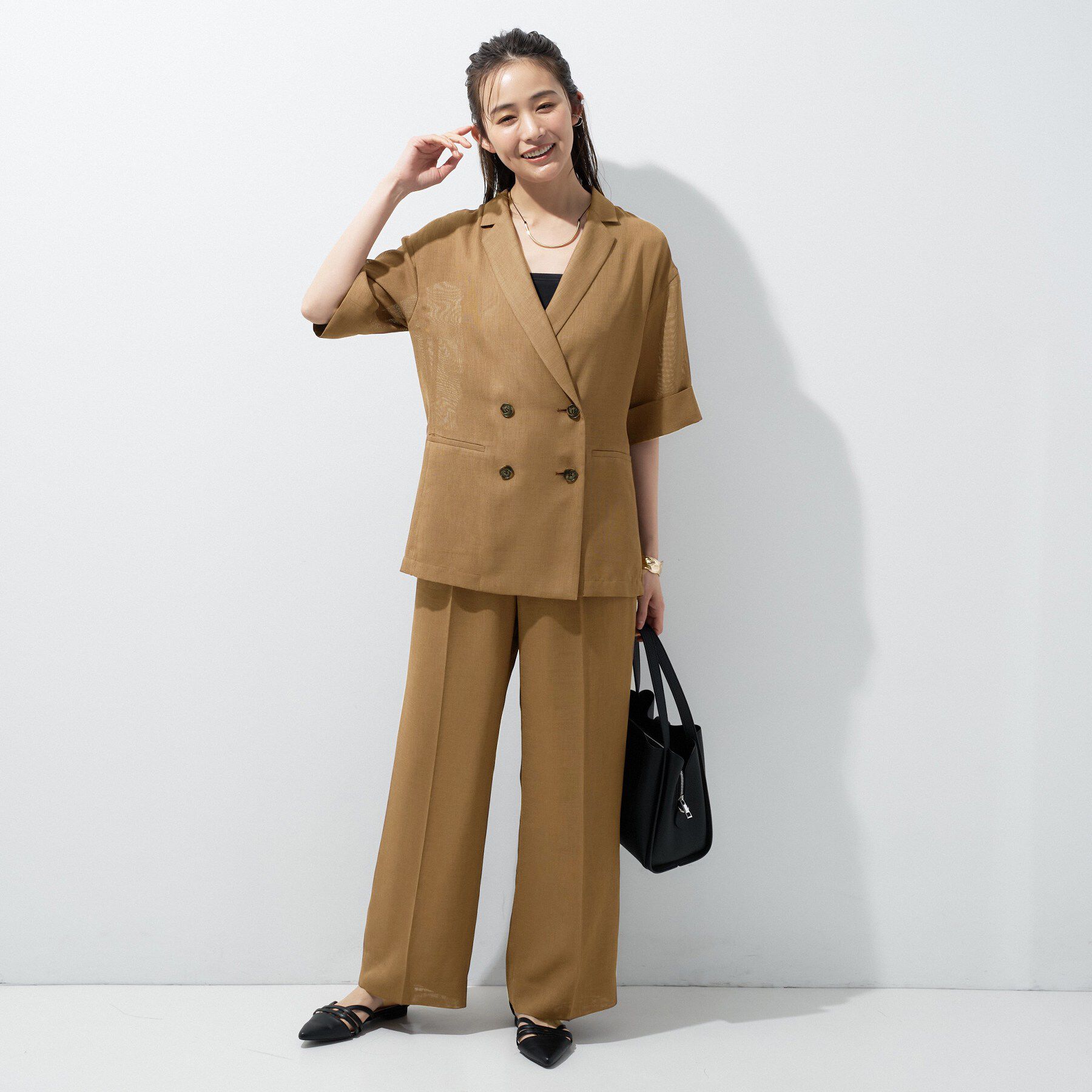 INDIVI「【洗える／メッシュ素材／SETUP可能】ワイドパンツ」|その他|