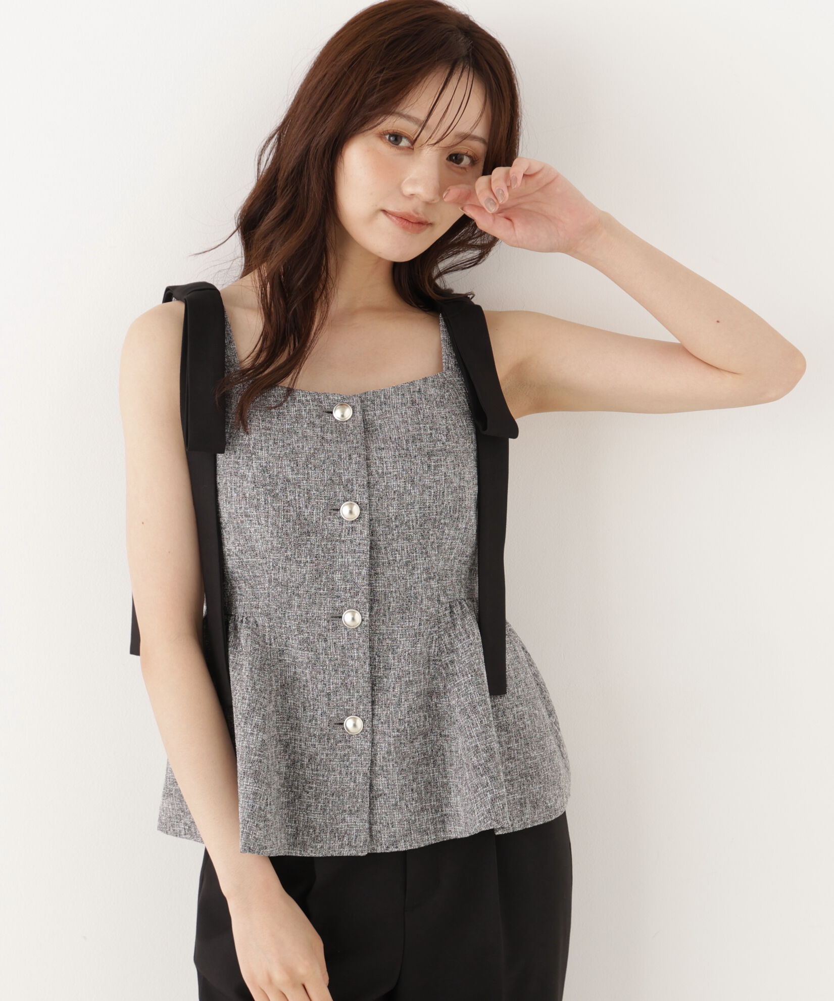 PROPORTION BODY DRESSING「リボンペプラムジレ 26AW」|ブルゾン・スタジャン|