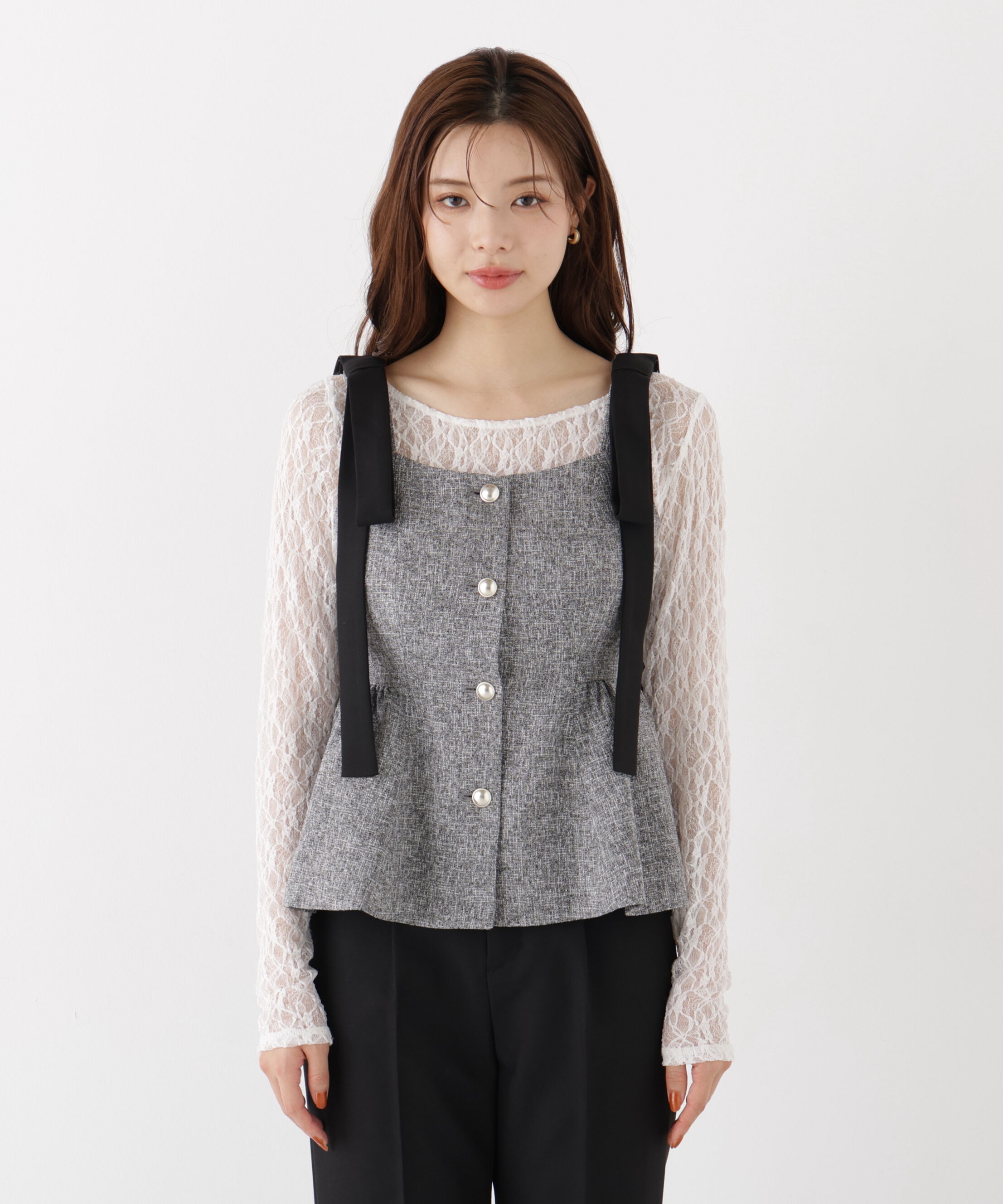 PROPORTION BODY DRESSING「リボンペプラムジレ 26AW」|ブルゾン・スタジャン|