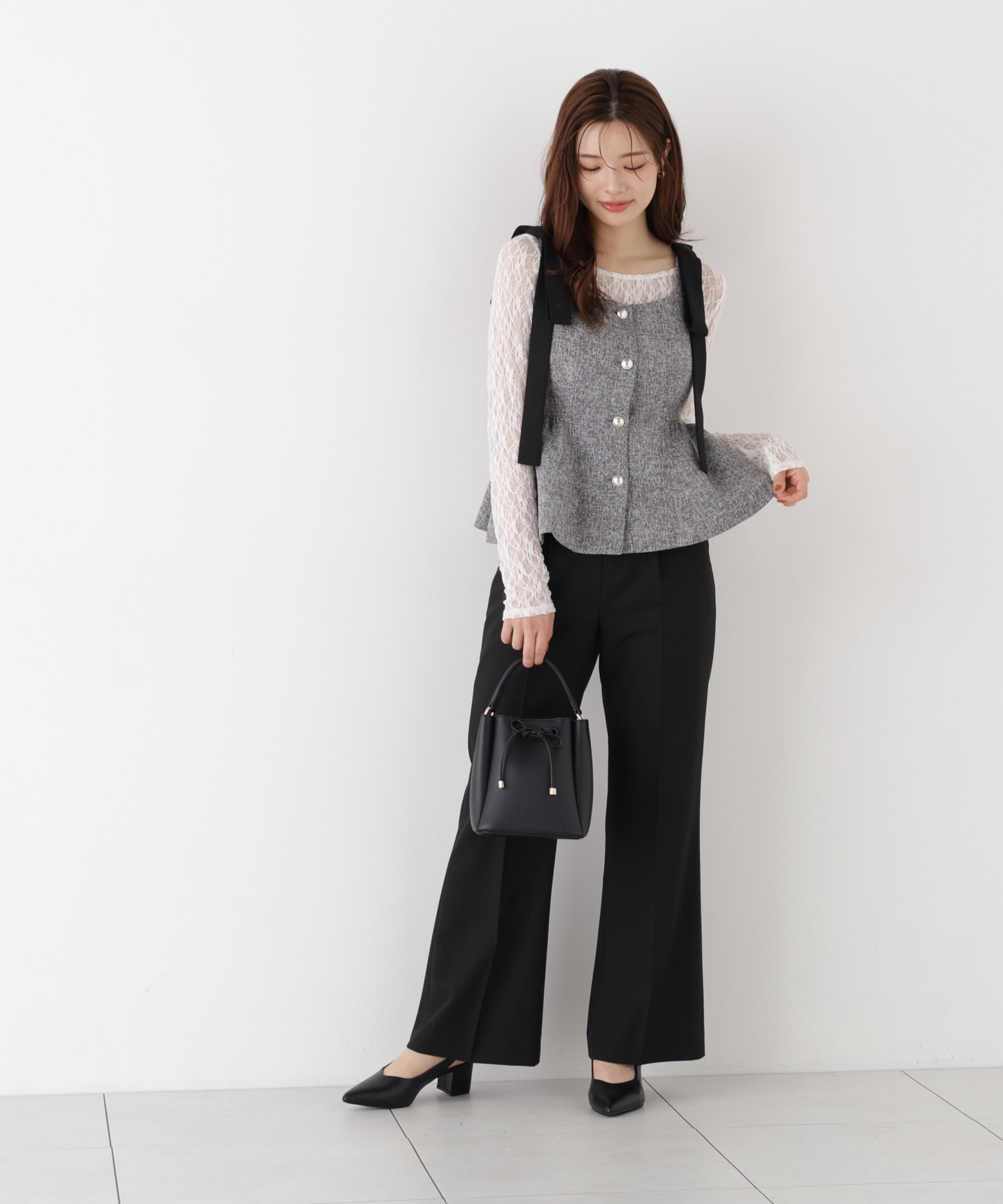 PROPORTION BODY DRESSING「リボンペプラムジレ 26AW」|ブルゾン・スタジャン|