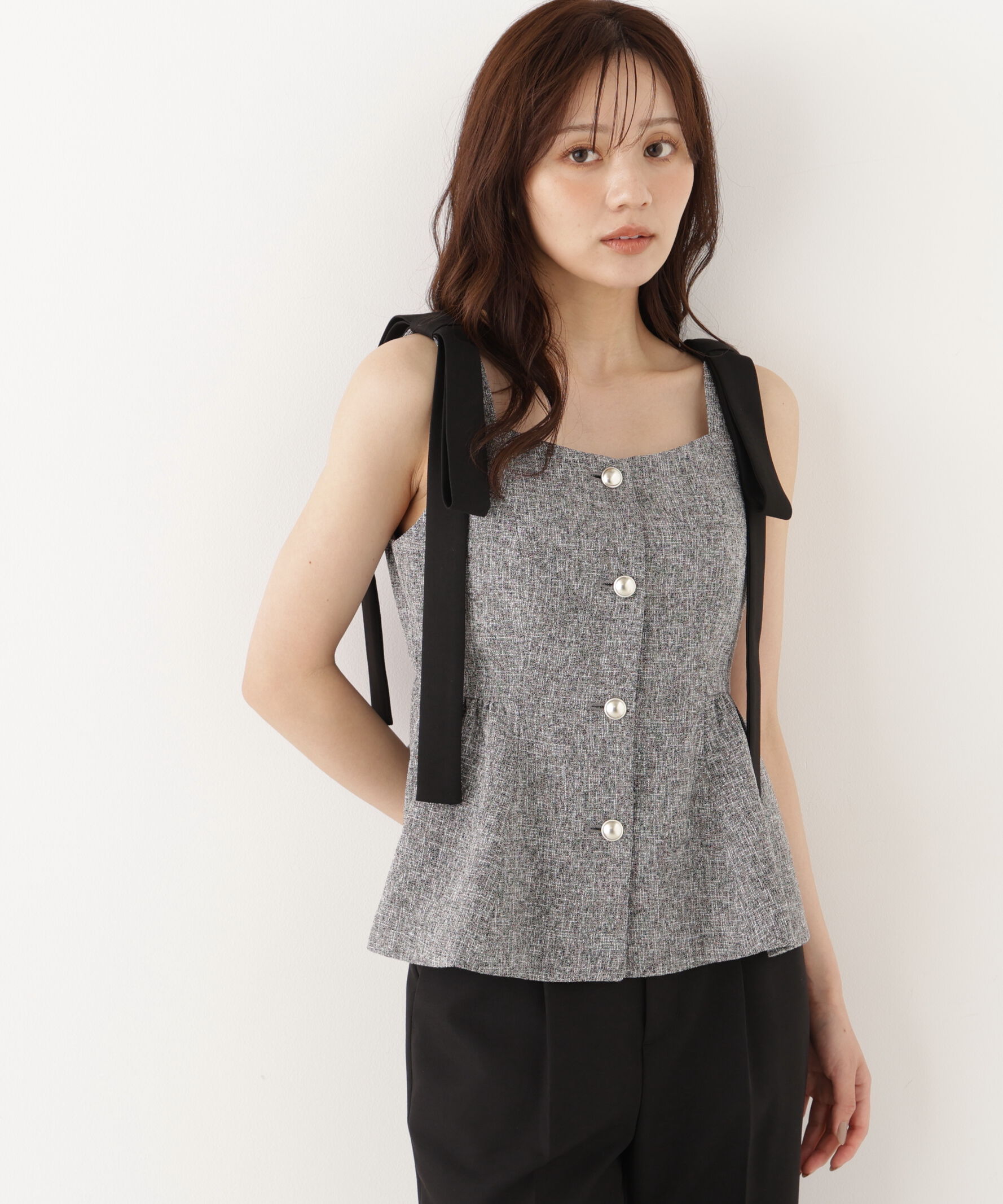 PROPORTION BODY DRESSING「リボンペプラムジレ 26AW」|ブルゾン・スタジャン|