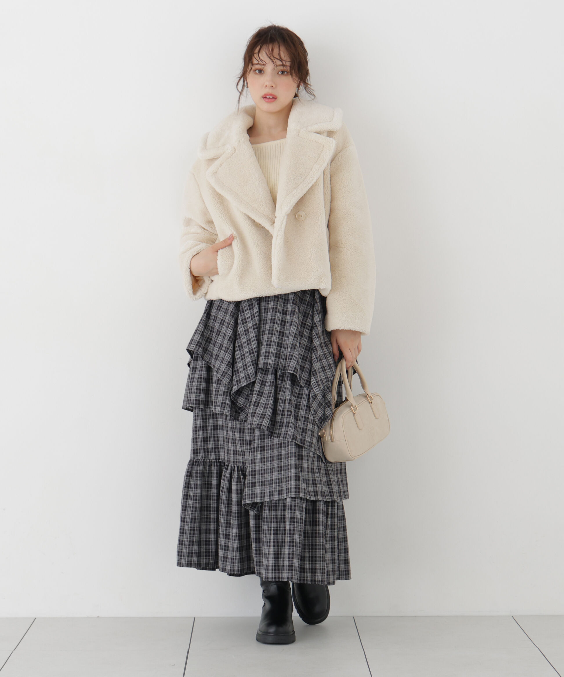 PROPORTION BODY DRESSING「チェック柄ティアードスカート」|スカート|