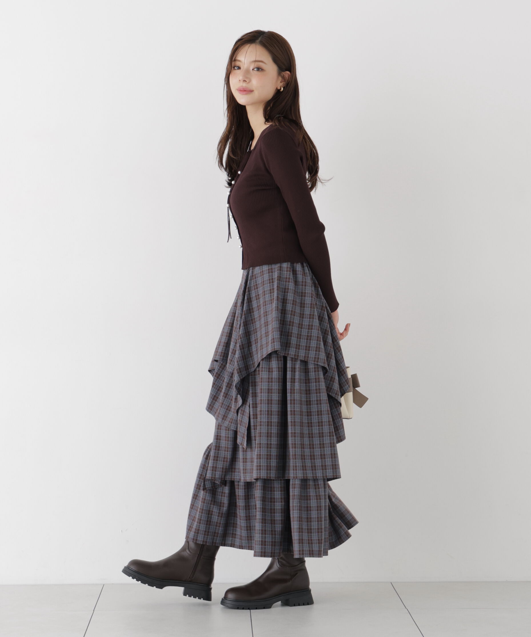 PROPORTION BODY DRESSING「チェック柄ティアードスカート」|スカート|