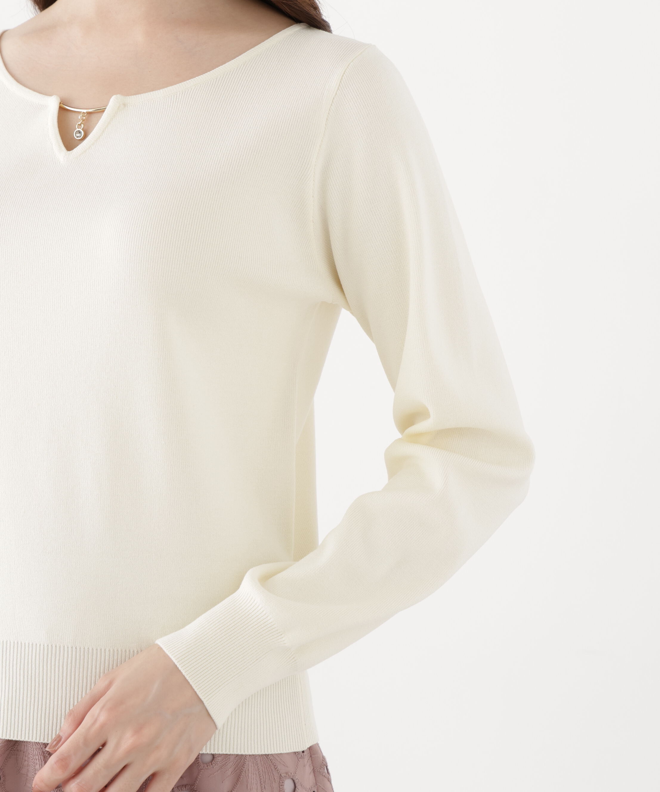 PROPORTION BODY DRESSING「キラ付きハートネック総針トップス」|ニット・セーター|