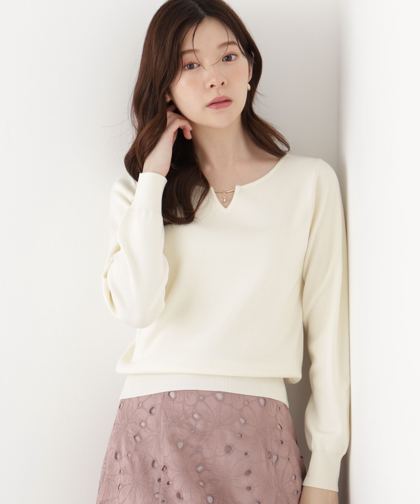 PROPORTION BODY DRESSING「キラ付きハートネック総針トップス」|ニット・セーター|