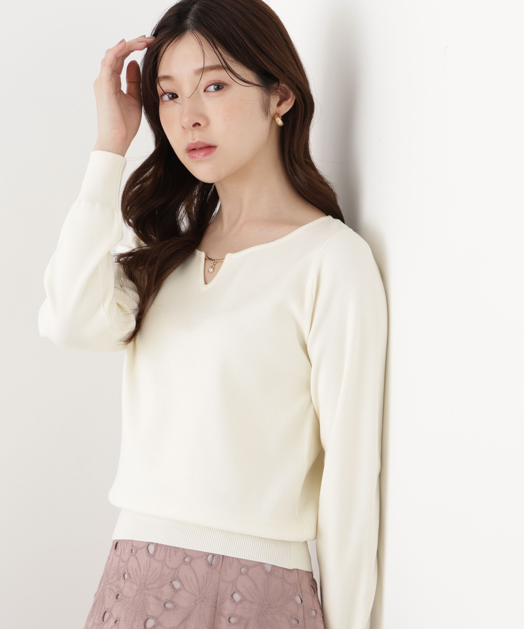 PROPORTION BODY DRESSING「キラ付きハートネック総針トップス」|ニット・セーター|