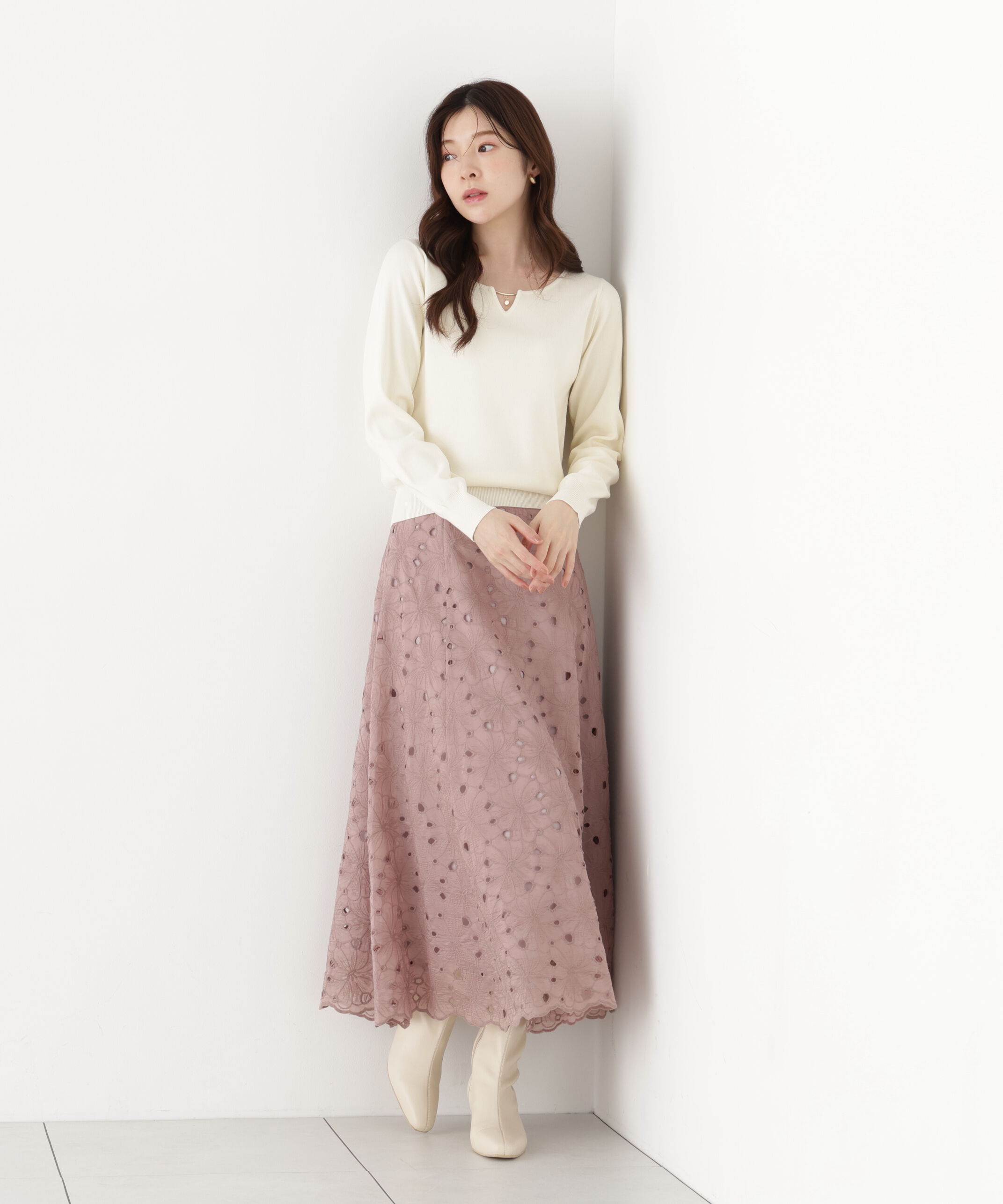 PROPORTION BODY DRESSING「キラ付きハートネック総針トップス」|ニット・セーター|