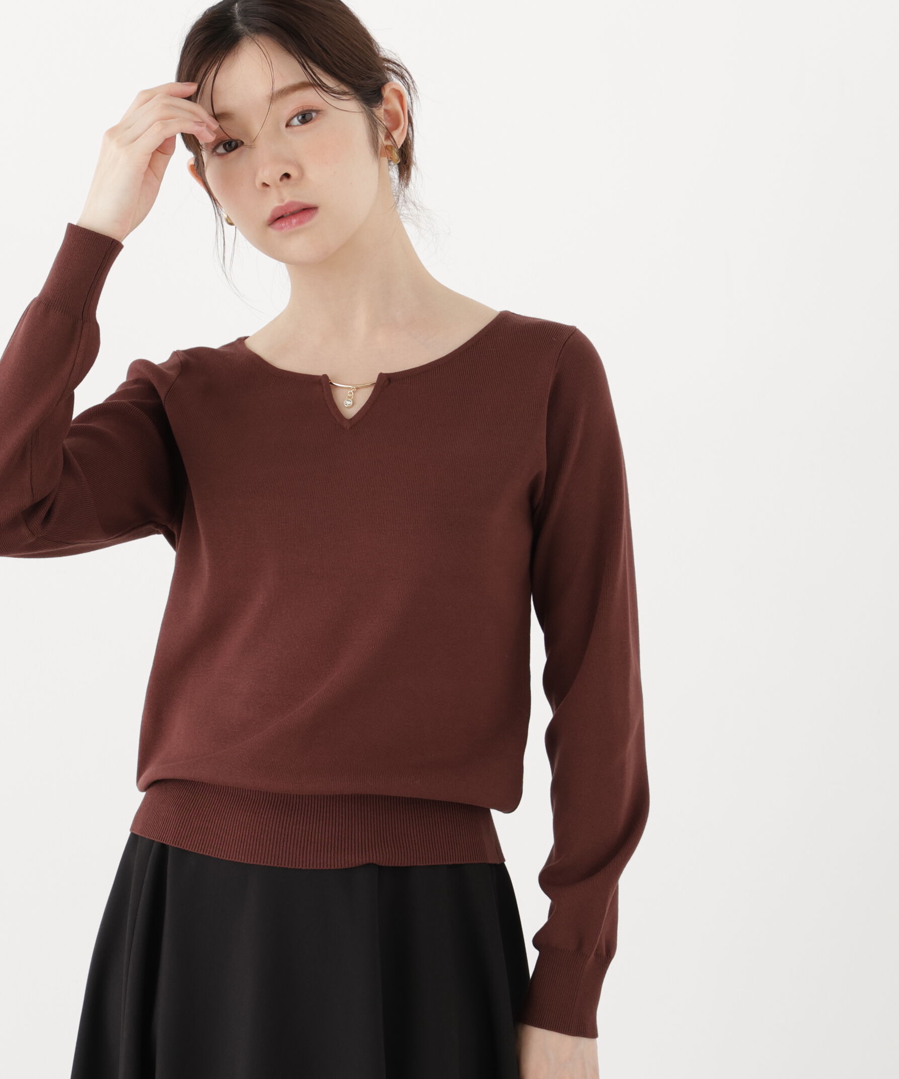 PROPORTION BODY DRESSING「キラ付きハートネック総針トップス」|ニット・セーター|