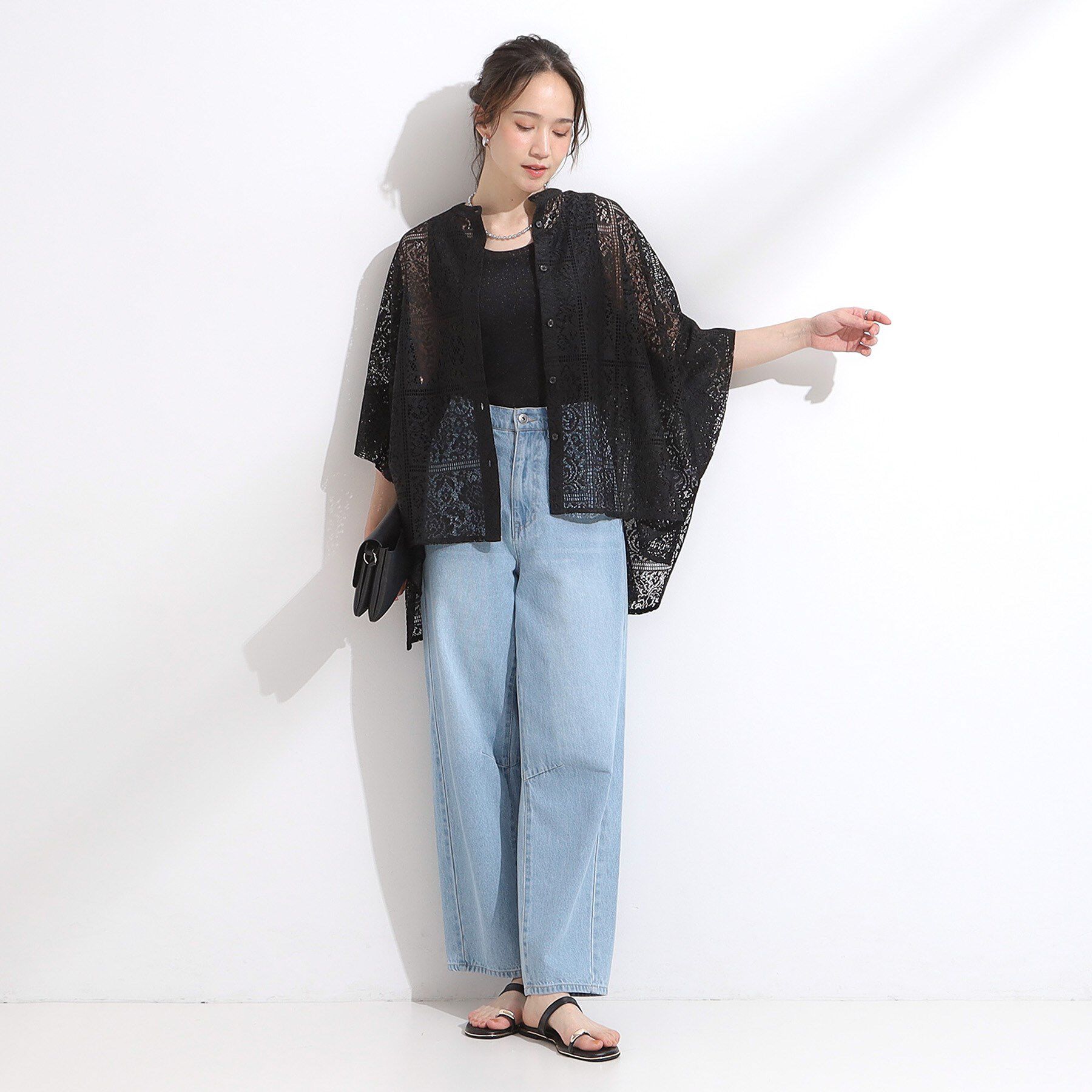 SHOO･LA･RUE「大人レトロスタイルに レースポンチョシャツ」|シャツ・ブラウス|