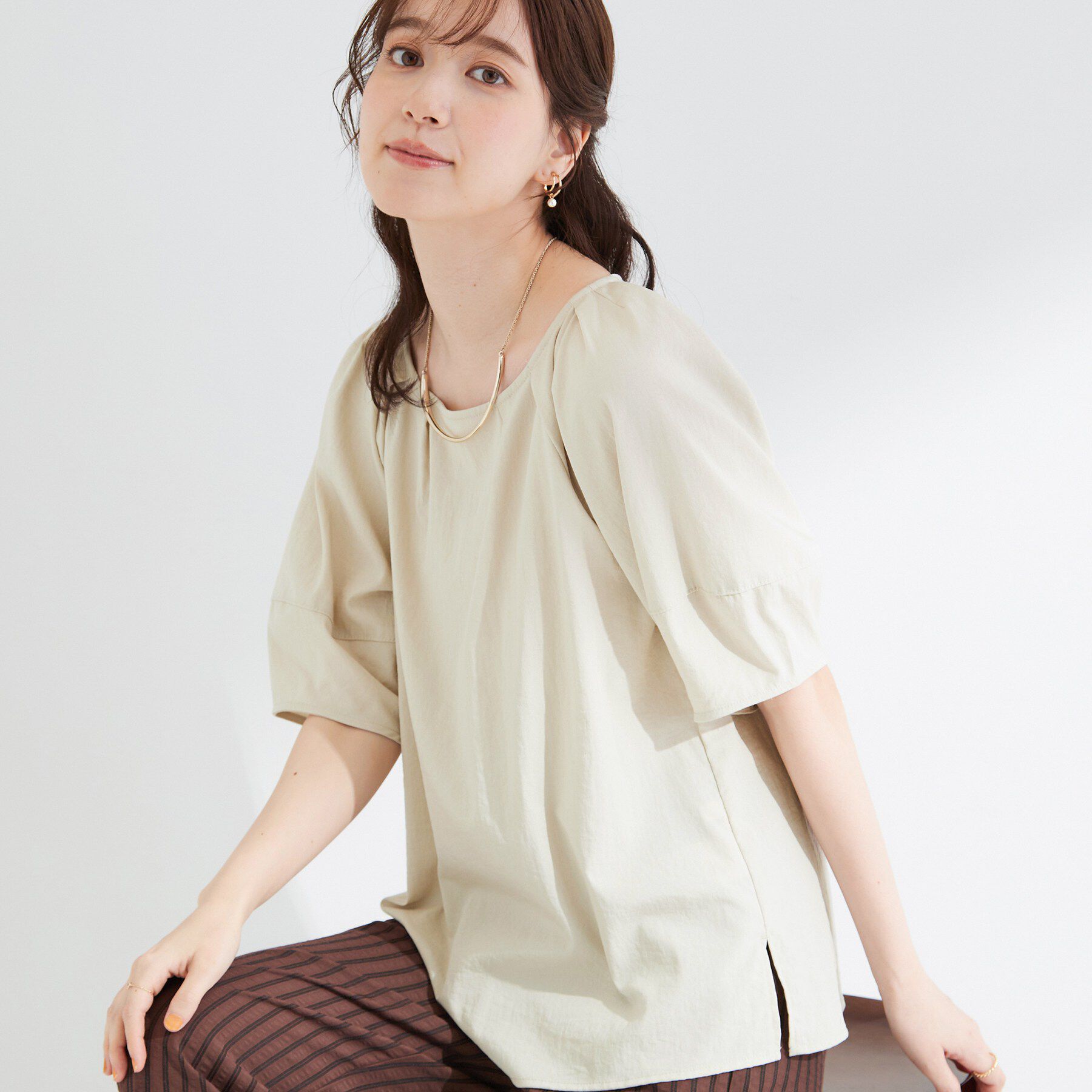 SHOO･LA･RUE「【S-LL/洗濯機可/セットアップ可】軽凛(かろりん) タックブラウス」|シャツ・ブラウス|