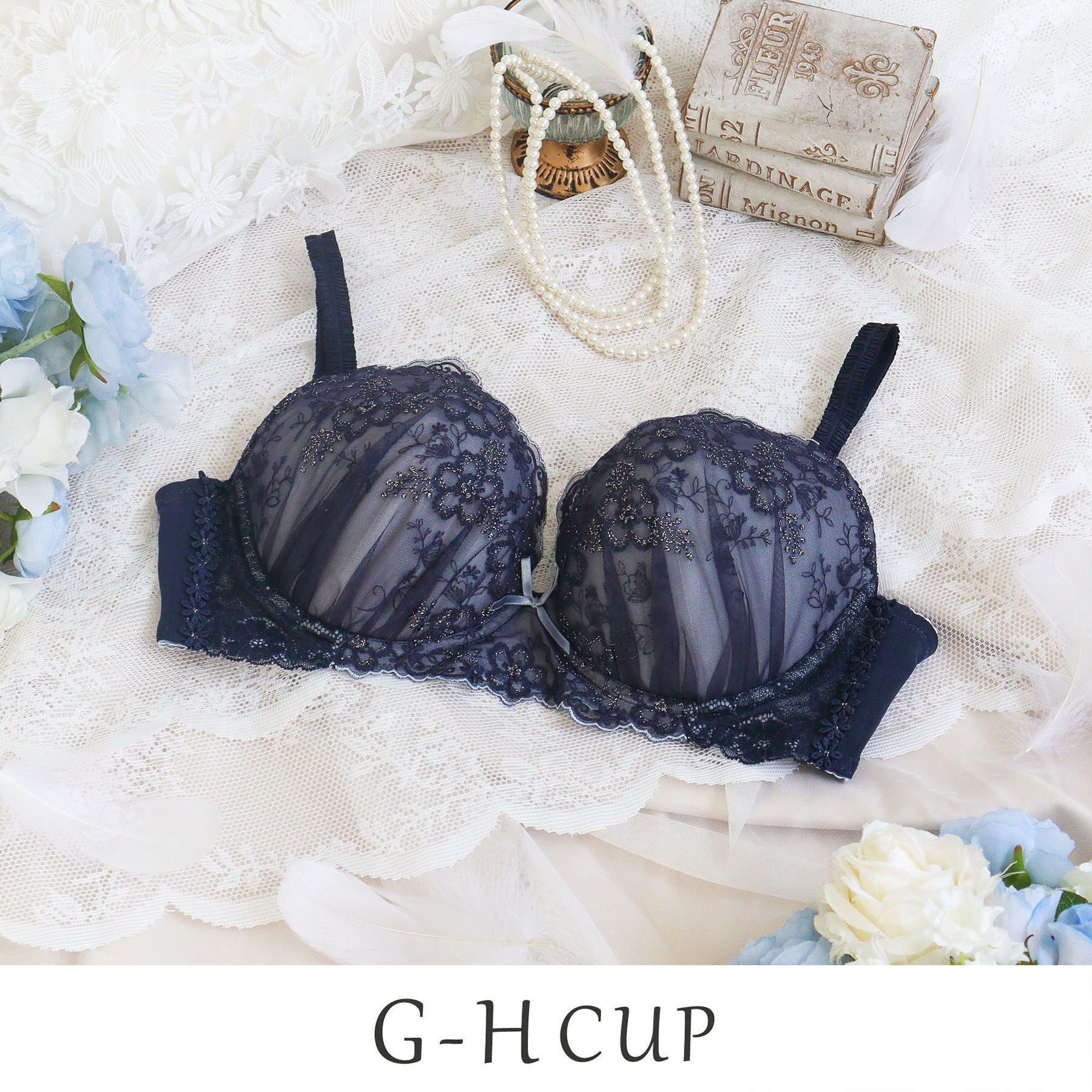 Risa Magli「ティニー ブラジャー （G－H） ＜Glamor Bra／バストアップタイプ＞」|インナー|ネイビー(094)