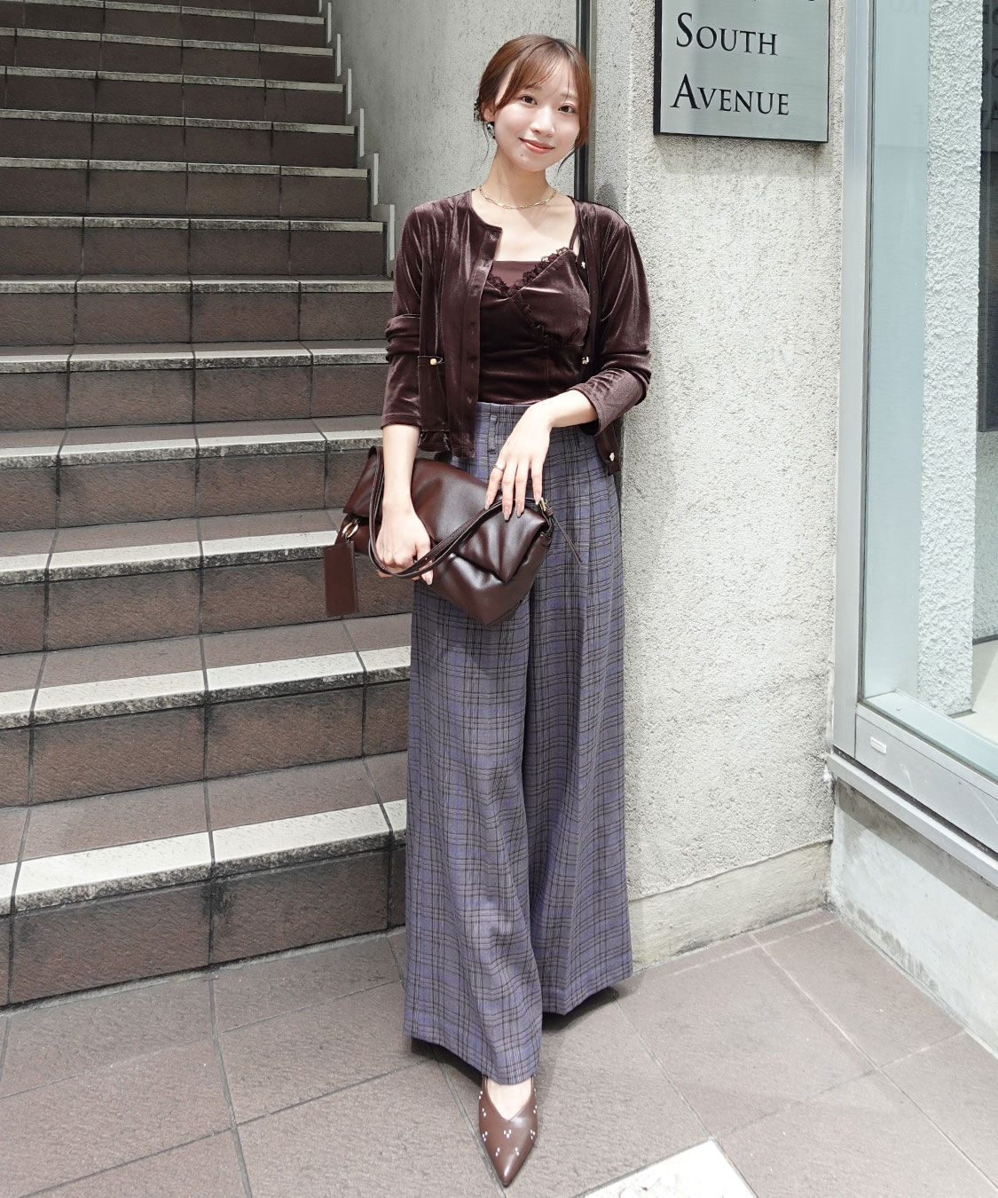 COCO DEAL「チェックハイウエストパンツ」|スラックス|