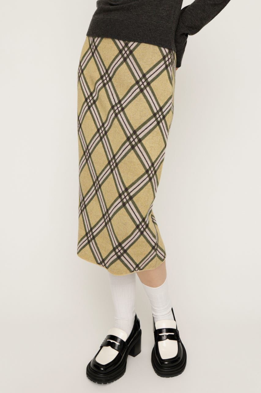 SLY「JQ CHECK KNIT ミドルスカート」|スカート|M/YEL7