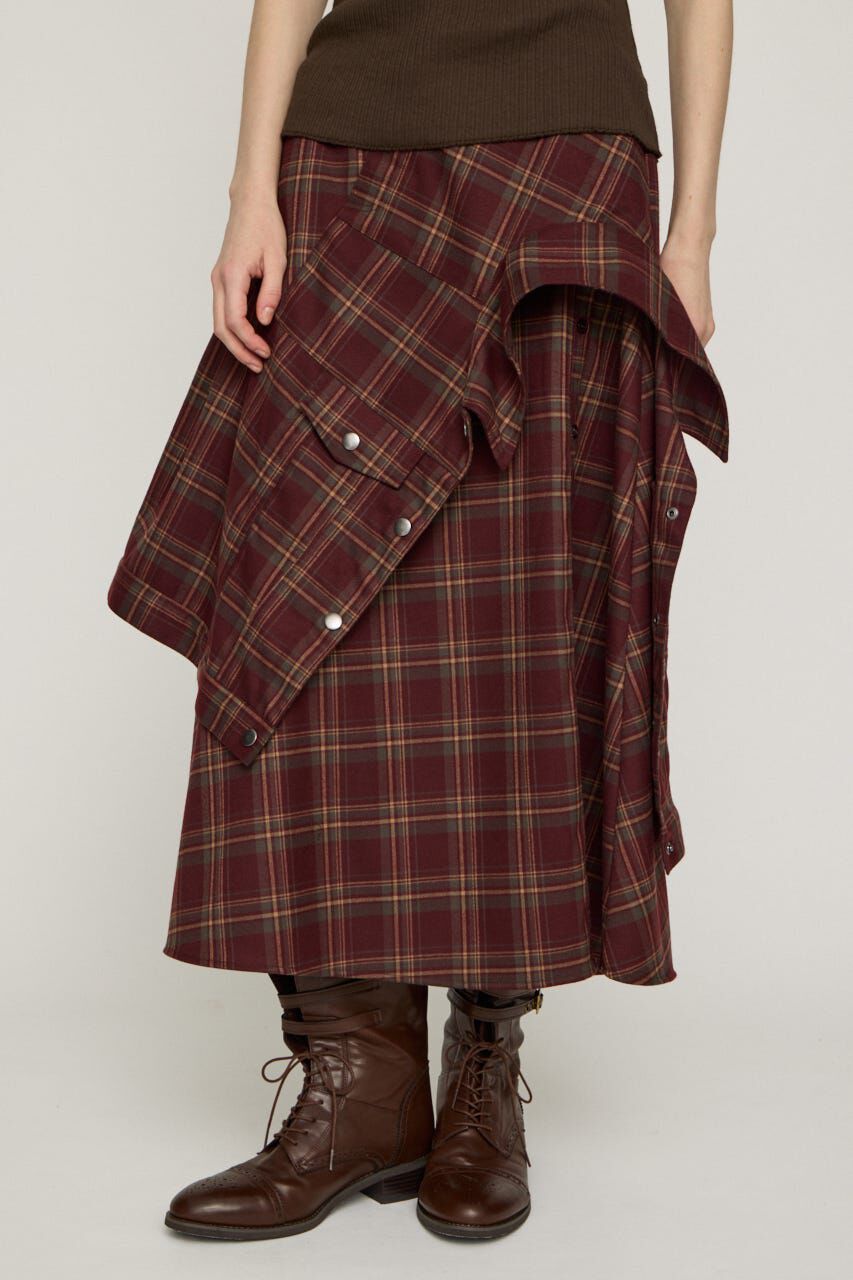 SLY「PLAID FLARE DESIGN スカート」|スカート|M/RED7