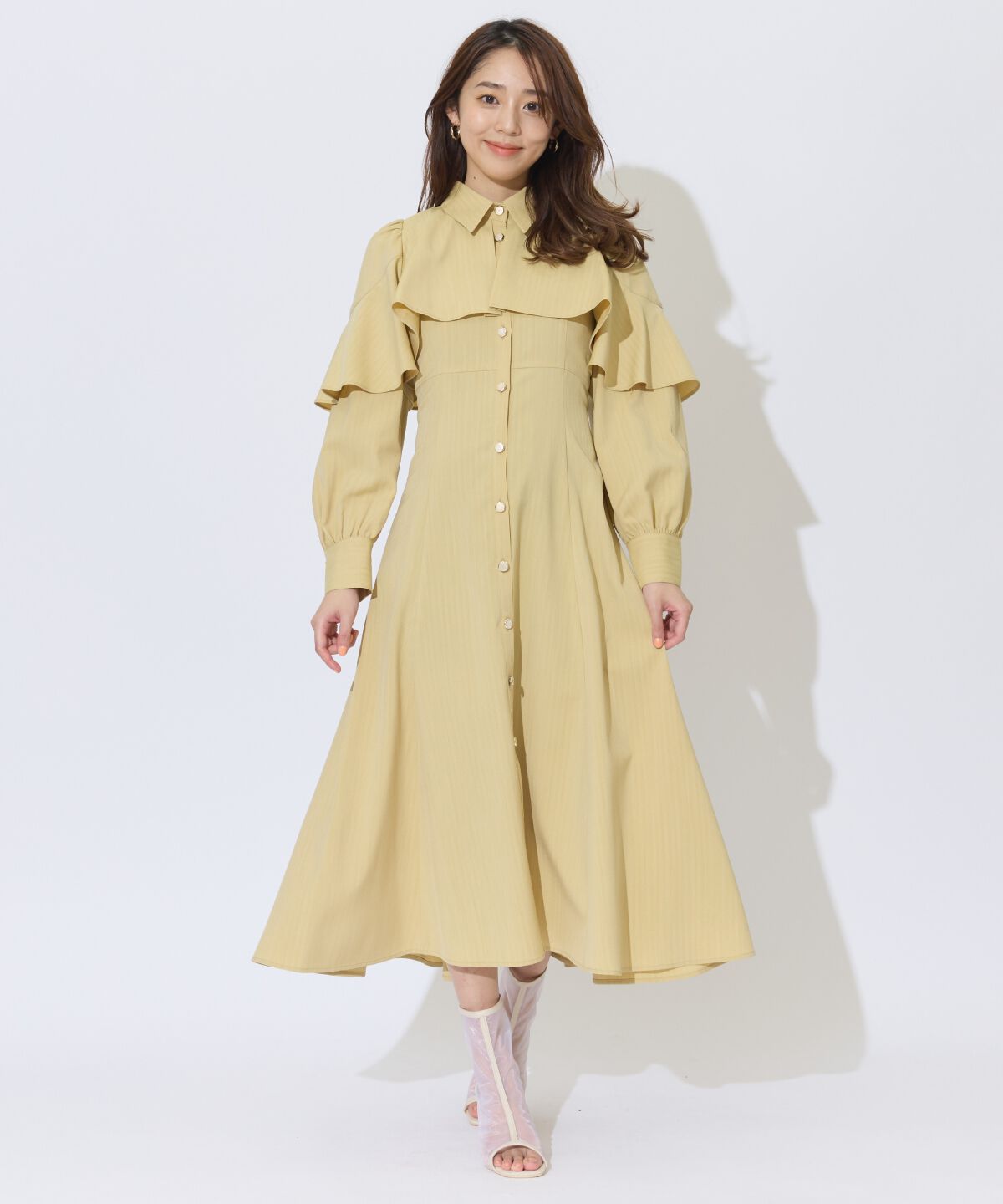 アンドクチュール「ケープフリルシャツワンピース」|ワンピース|