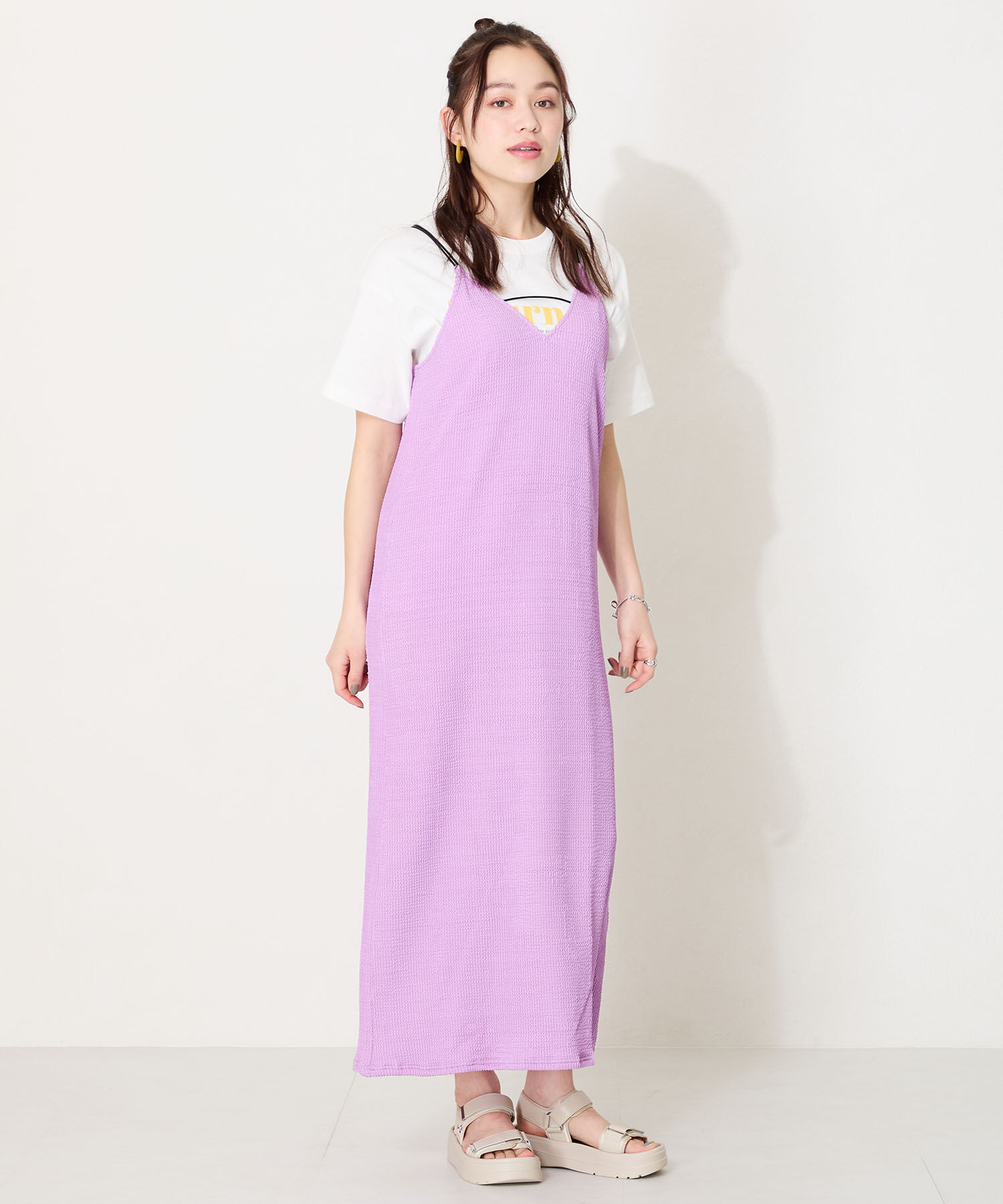 ORiental TRaffic「【Fit meサンダル】メタルパーツ厚底サンダル/51226 サンダル 軽い 人気 トレンド 再入荷」|サンダル|