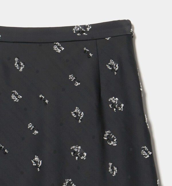 UNITED ARROWS「サテン フラワー ジャガード スカート ‐ウォッシャブル‐」|フレア|