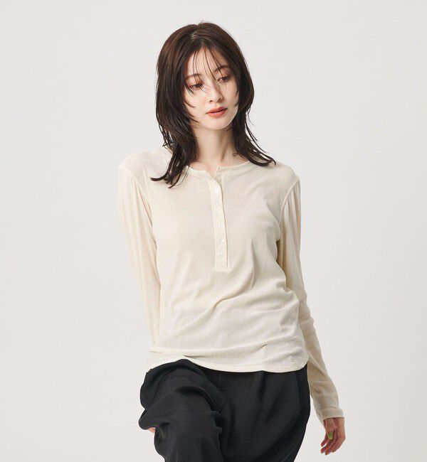 BEAUTY&YOUTH UNITED ARROWS「フロッキーチュール ヘンリーネック カットソー」|Tシャツ・カットソー|