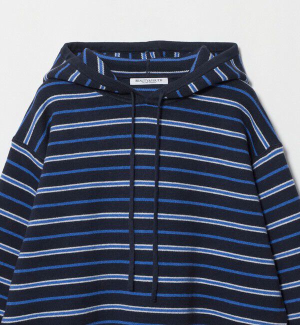 BEAUTY&YOUTH UNITED ARROWS「コットンウールブレンド ソリッド＆ボーダーニットフーディ ウォッシャブル」|ニット・セーター|