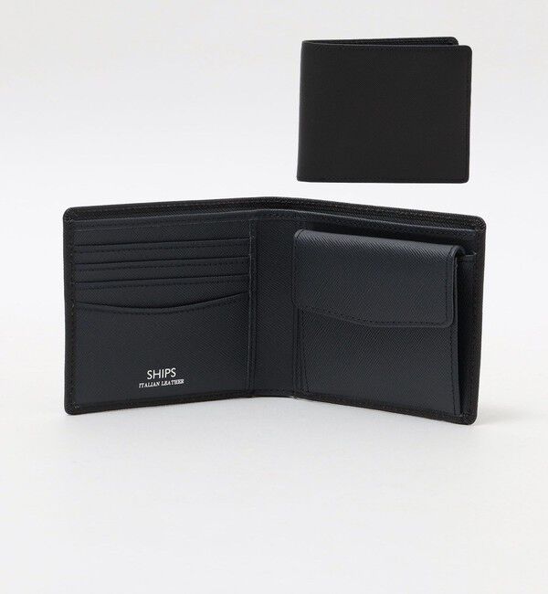 SHIPS「【WEB限定】SHIPS:【SAFFIANO LEATHER】2トーン 2つ折 ウォレット（財布）」|財布|ダークブルー