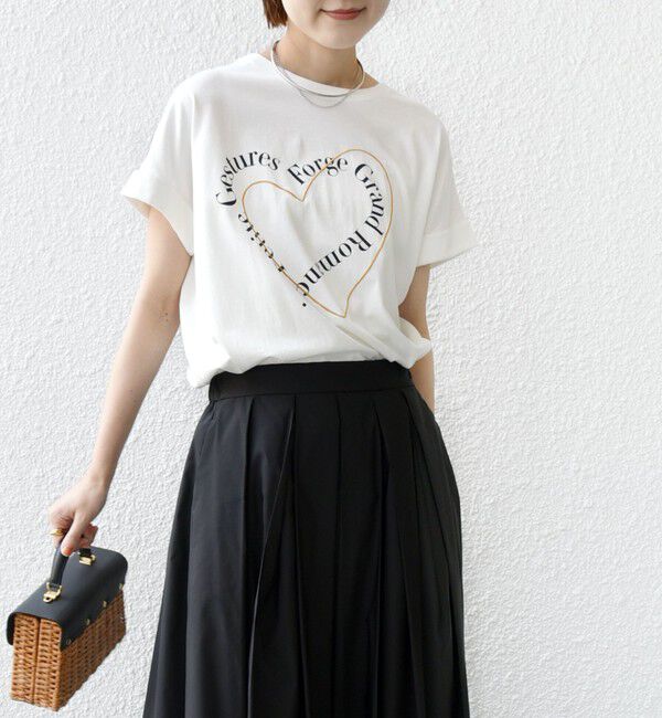 SHIPS for women「【WEB限定】〈手洗い可能〉バリエーション ロゴ 刺繍 プリントTEE」|Tシャツ・カットソー|