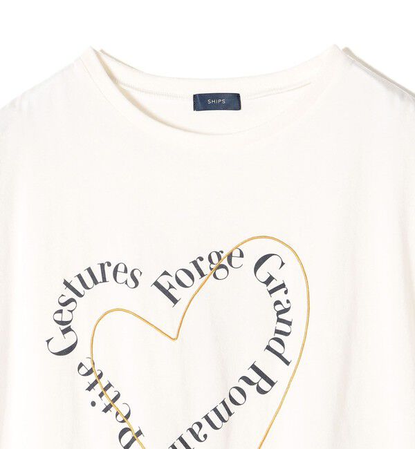 SHIPS for women「【WEB限定】〈手洗い可能〉バリエーション ロゴ 刺繍 プリントTEE」|Tシャツ・カットソー|