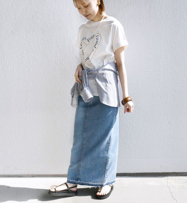SHIPS for women「【WEB限定】〈手洗い可能〉バリエーション ロゴ 刺繍 プリントTEE」|Tシャツ・カットソー|
