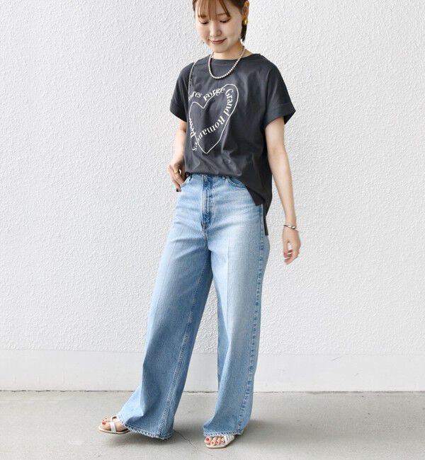 SHIPS for women「【WEB限定】〈手洗い可能〉バリエーション ロゴ 刺繍 プリントTEE」|Tシャツ・カットソー|