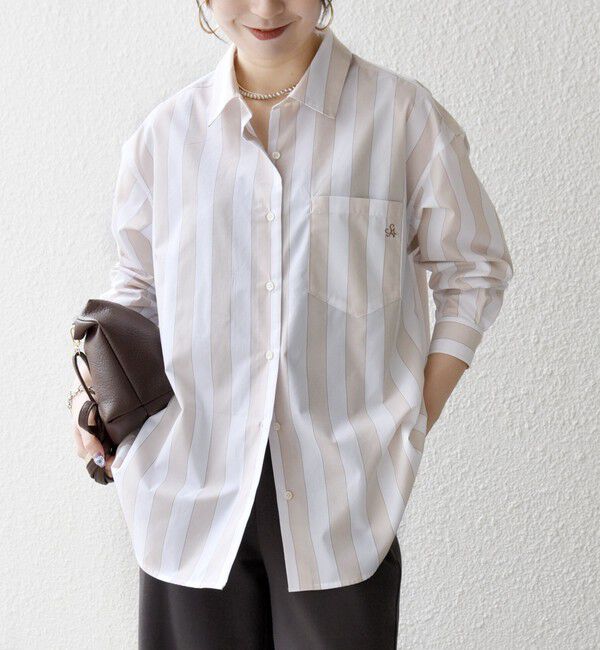 SHIPS any「〈洗濯機可能〉REPREVE レギュラーカラー ルーズ ポケット シャツ」|シャツ・ブラウス|ベージュ