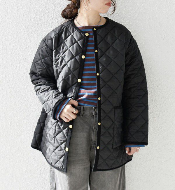 SHIPS any「Traditional Weatherwear: ARKLEY キルティング ミドル ノーカラー コート」|ノーカラーコート|