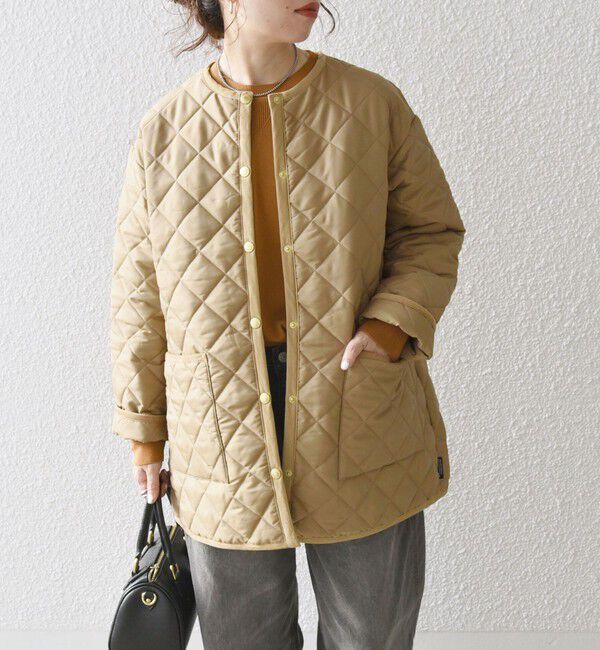 SHIPS any「Traditional Weatherwear: ARKLEY キルティング ミドル ノーカラー コート」|ノーカラーコート|ベージュ
