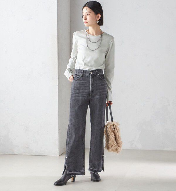 SHIPS for women「〈洗濯機可能〉シャイニー ストレッチ クルーネック カットソー」|Tシャツ・カットソー|