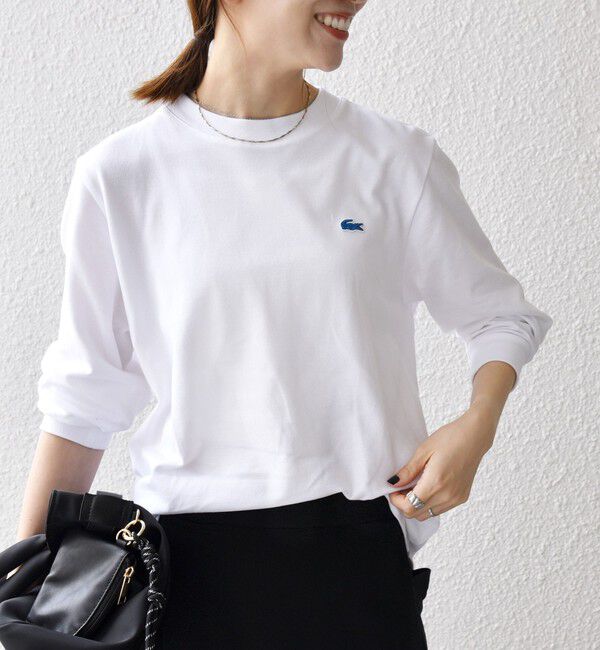 SHIPS any「《一部追加予約》【SHIPS any別注】LACOSTE:〈洗濯機可能〉ピケ クルーネック ロンT 26AW」|Tシャツ・カットソー|