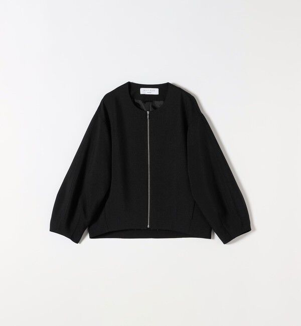 SHIPS any「《一部追加予約》〈洗濯機可能〉ダブルクロス ノーカラー ジップ ブルゾン［NAVY BLUE］」|ノーカラージャケット|