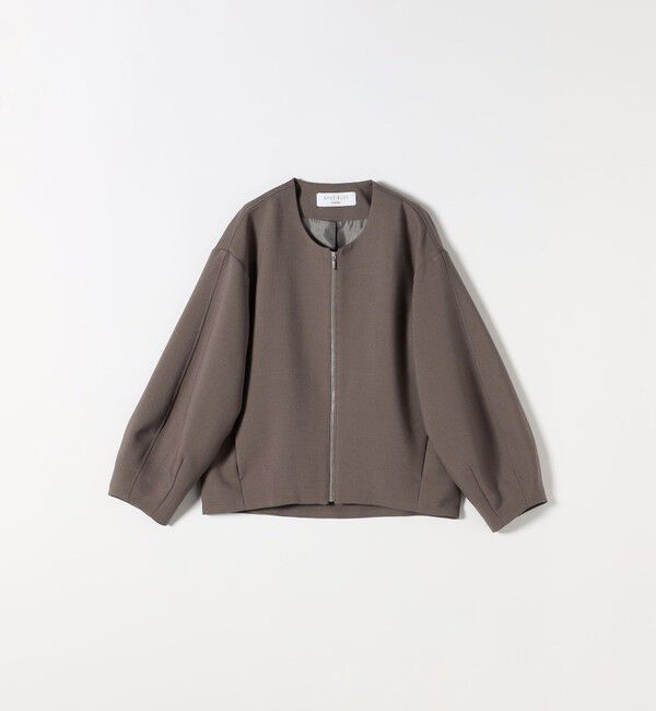 SHIPS any「《一部追加予約》〈洗濯機可能〉ダブルクロス ノーカラー ジップ ブルゾン［NAVY BLUE］」|ノーカラージャケット|