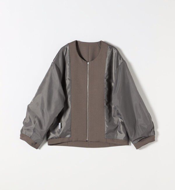 SHIPS any「《一部追加予約》〈洗濯機可能〉ダブルクロス ノーカラー ジップ ブルゾン［NAVY BLUE］」|ノーカラージャケット|