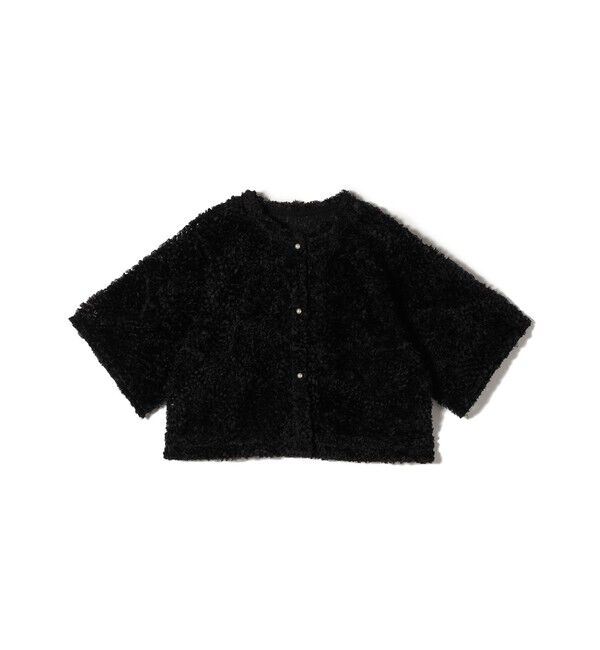 SHIPS for women「little black:〈手洗い可能〉パール 釦 フリル チュール 半袖 ブラウス」|シャツ・ブラウス|