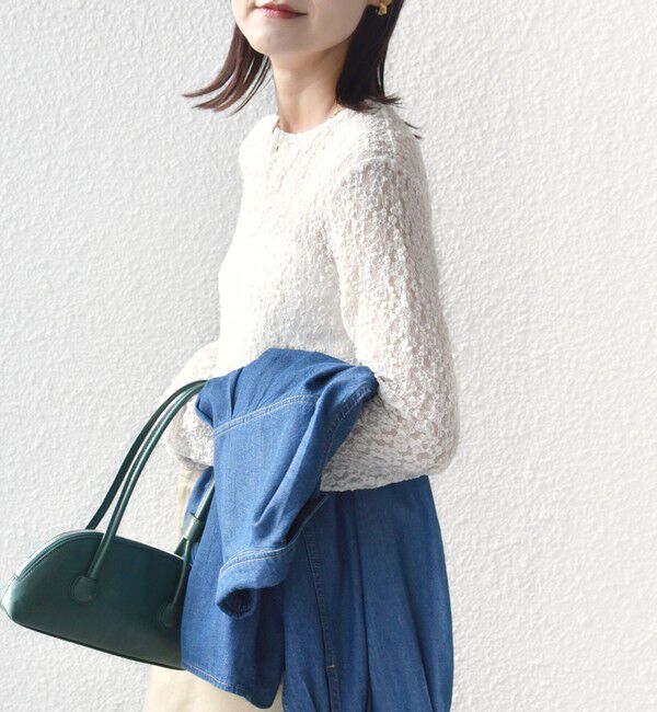 SHIPS for women「〈手洗い可能〉ラッセル レース ヘンリー ネック 2WAY プルオーバー」|Tシャツ・カットソー|