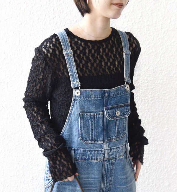 SHIPS for women「〈手洗い可能〉ラッセル レース ヘンリー ネック 2WAY プルオーバー」|Tシャツ・カットソー|