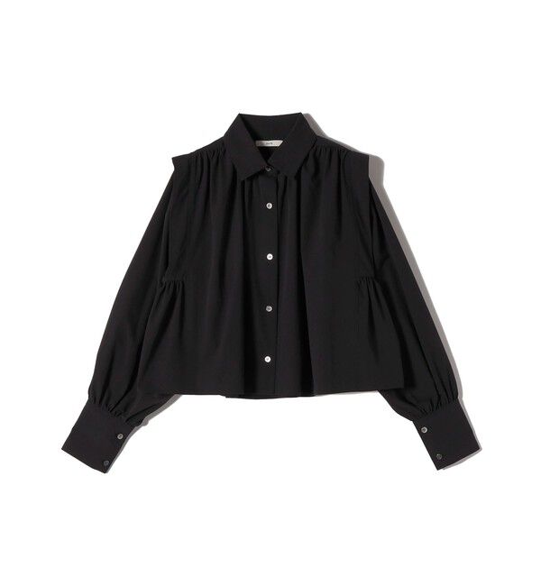 SHIPS for women「堀田茜&times;SHIPS:〈接触冷感/撥水/洗濯機可能〉TEXBRID(R) ギャザー ブラウス」|シャツ・ブラウス|