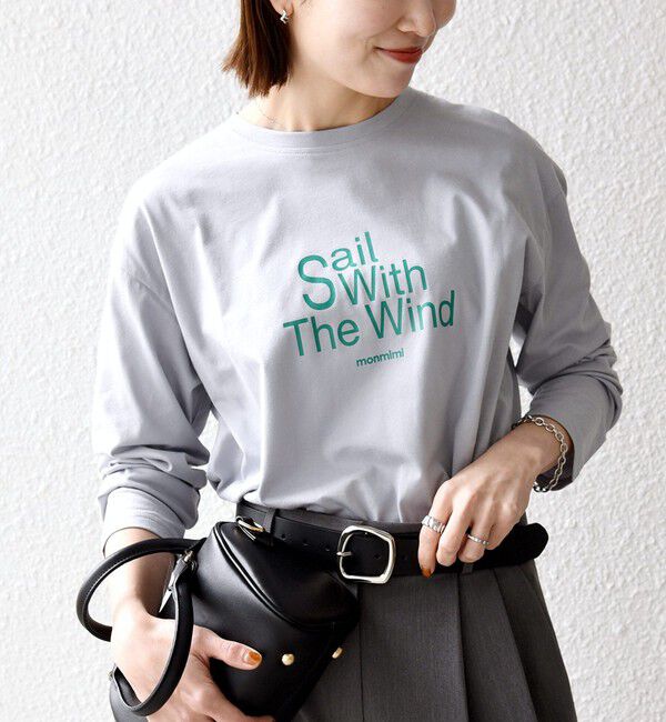 SHIPS any「【SHIPS any別注】monmimi:〈洗濯機可能〉ロゴ プリント ロンTEE 26SS」|Tシャツ・カットソー|ライトブルー