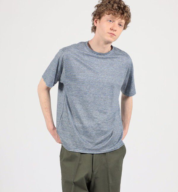 TOMORROWLAND MENS「リネン ボーダー ハーフスリーブカットソー BOTTO GIUSEPPE」|Tシャツ・カットソー|